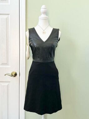 Black leather midi dress